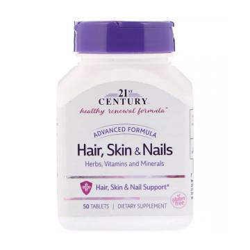 Усовершенствованная формула для волос, кожи и ногтей 21st Century Hair Skin & Nails Advanced Formula, 50 таблеток Усовершенствованная формула для волос, кожи и ногтей 21st Century Hair Skin & Nails Advanced Formula, 50 таблеток
