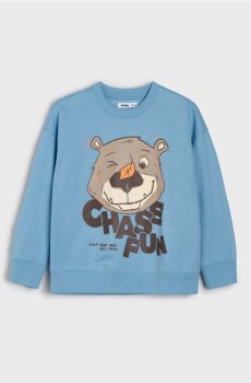Світшот crewneck з принтом ведмедика з флісової тканини - light blue