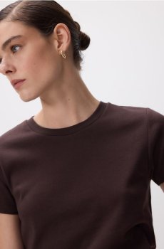 Reserved - Бавовняна футболка - темно коричневий - 166AF-89X
