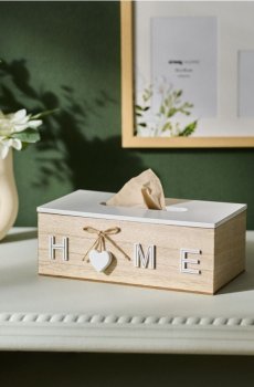 Коробка для серветок з написом Home - бежевий