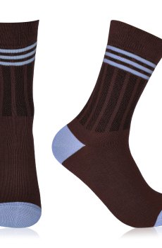 Носки женские AmiGA високие с полосками, коричнево-голубые, размер 23-25