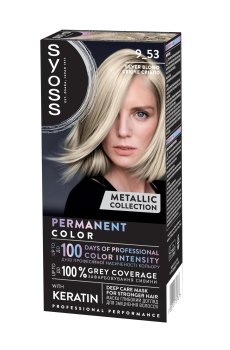 Перманентная краска для волос SYOSS Permanent Color Metallic Collection 9_53 Сияющее серебро, 115 мл