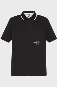 Мужское черное поло REG CREST Черный M Tommy Jeans DM0DM20921