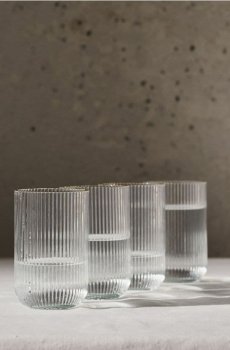 Набір рифлених склянок із золотою обвідкою 4 pack - clear