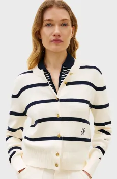 Женский белый кардиган в полоску NEEDLE Белый XS Tommy Hilfiger WW0WW49617