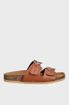 Женские коричневые кожаные слайдеры Коричневый 39 Moschino JA28173G0O.IA0;200