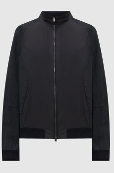 Черная комбинированная куртка с замшей