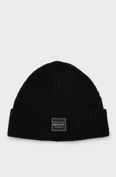 Мужская черная шапка COTTON RIBBED BEANIE Черный ONESIZE Gant 9911033