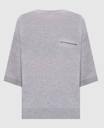 Серый джемпер из кашемира с цепочкой мониль Серый джемпер из кашемира с цепочкой мониль