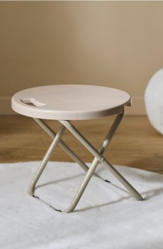 Складний табурет з круглим сидінням - бежевий