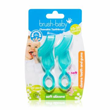 Силиконовая жевательная зубная щетка Brush-Baby Chewable Toothbrush мягкая, 10-36 месяцев, бирюзовая, 2 шт Силиконовая жевательная зубная щетка Brush-Baby Chewable Toothbrush мягкая, 10-36 месяцев, бирюзовая, 2 шт