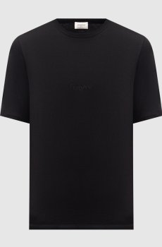 Черная футболка с вышивкой логотипа в тон