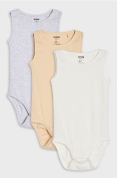 Бавовняне боді без рукавів 3 pack - кремовий