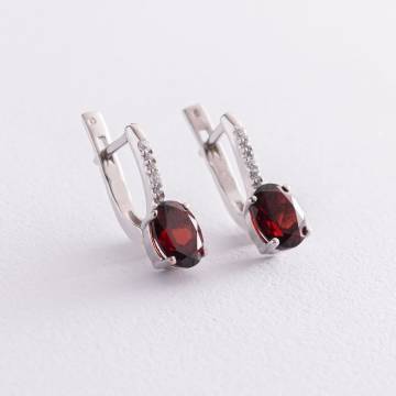 Серебряные серьги с пиропом и фианитами 2923/9р-GARN Серебряные серьги с пиропом и фианитами 2923/9р-GARN