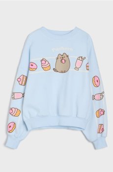 Світшот із круглим вирізом і принтом Pusheen the Cat - блакитний