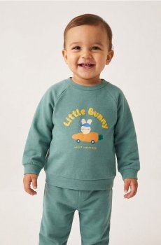 Світшот із круглим вирізом і принтом - зелений