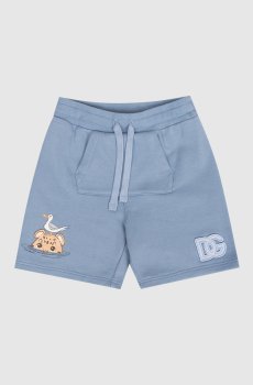 Детские голубые шорты с принтом