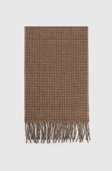 Коричневый шарф из шерсти и льна с бахромой