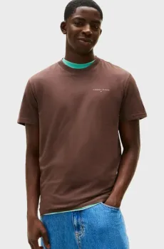 Мужская коричневая футболка SLIM LINEAR Коричневый XL Tommy Jeans DM0DM21780