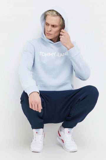 Хлопковая кофта Tommy Jeans мужская с капюшоном с принтом Хлопковая кофта Tommy Jeans мужская с капюшоном с принтом