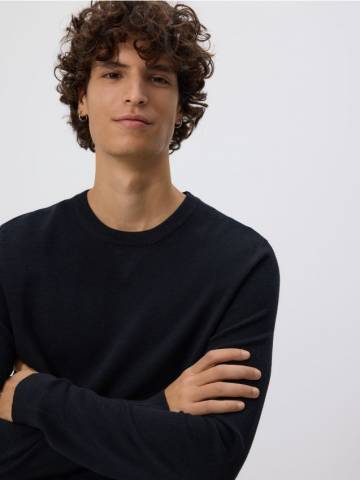 Reserved - Структурований джемпер з бавовною - чорний - 9991N-99X