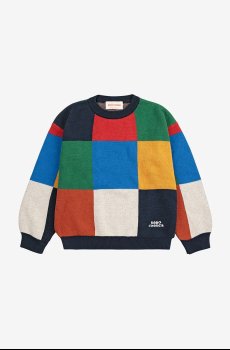 Детский хлопковый свитер Bobo Choses Multicolor Tiles