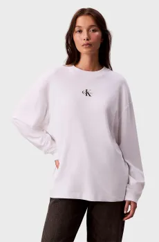 Женский белый лонгслив MONOLOGO OVERSIZED CREW Белый XS Calvin Klein Jeans LV047E211G