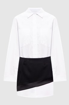 Белое платье-рубашка с асимметричной юбкой