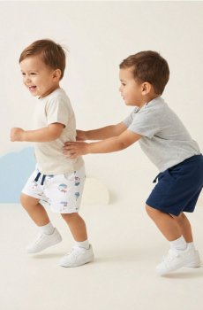 Бавовняні шорти з морським мотивом, набір 2 шт. - кремовий