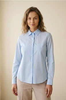 Рубашка regular fit в полоску - блакитний