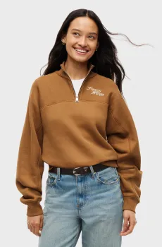 Женская коричневая спортивная кофта SCRIPT Коричневый S Tommy Hilfiger WW0WW51878