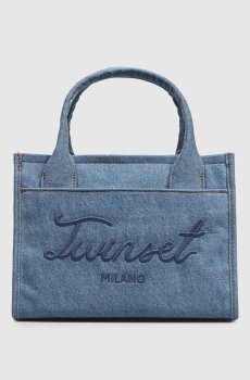 Синяя джинсовая сумка-тоут с вышивкой логотипа