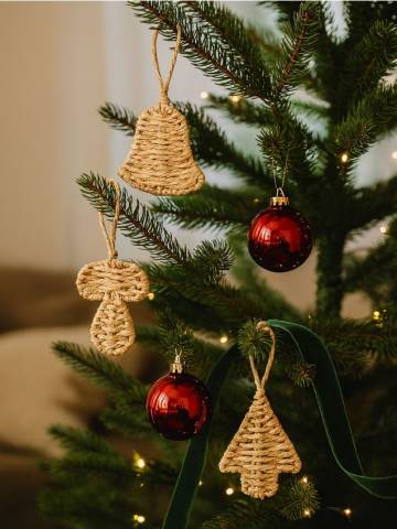 Різдвяні прикраси, 3 шт - бежевий
