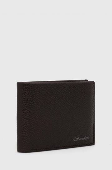 Кожаный кошелек Calvin Klein мужской цвет коричневый Кожаный кошелек Calvin Klein мужской цвет коричневый