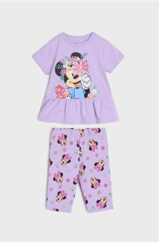 Бавовняний комплект з квітковим принтом Minnie Mouse - Фіолетовий