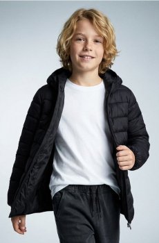 Квітована куртка puffer з капюшоном - чорний