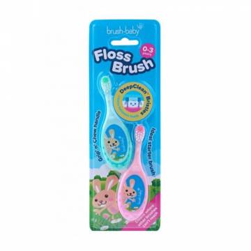 Набор детских зубных щеток Brush-Baby FlossBrush с рождения до 3 лет (рожева, 1 шт + мятная, 1 шт)