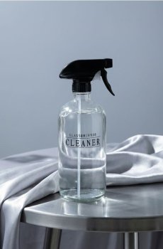 Скляна пляшка з розпилювачем для миючих засобів - білий