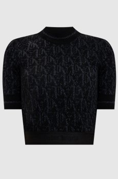 Черный топ в узор с люрексом