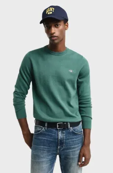 Мужской зеленый джемпер CLASSIC COTTON C-NECK Зеленый S Gant 8030561
