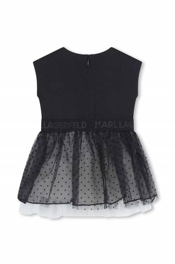 Детское платье Karl Lagerfeld цвет чёрный mini расклешённое Z30278 Детское платье Karl Lagerfeld цвет чёрный mini расклешённое Z30278