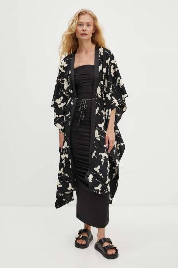 Кимоно Answear Lab цвет чёрный oversize узор Кимоно Answear Lab цвет чёрный oversize узор