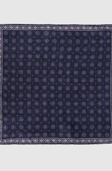 Синий двухсторонний платок-паше из шелка в узор