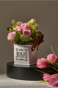 Декоративний букет квітів у горщику - різнобарвний