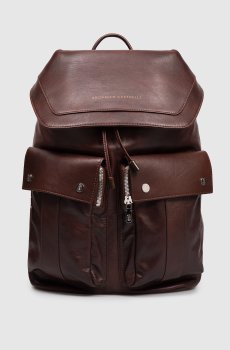 Коричневый кожаный рюкзак с принтом логотипа