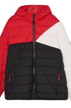 Cropp - Трикольорова куртка з каптуром - червоний