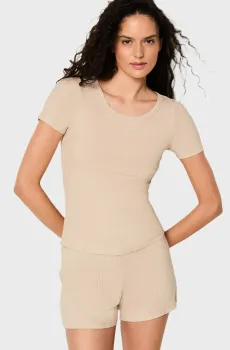 Женская бежевая футболка COLY Бежевый XS Etam 6550934