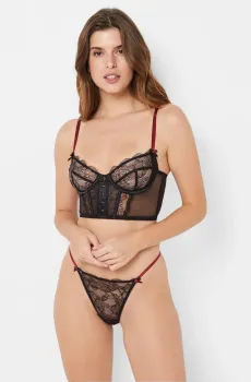 Женский черный бюстгальтер-бюстье SENTIMENTALE Черный 75D Etam 6543504
