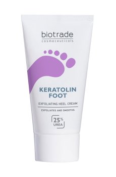 Отшелушивающий крем для ног Biotrade Keratolin Foot Exfoliating Heel Cream с мочевиной 25%, для смягчения стоп и пяток, 50 мл