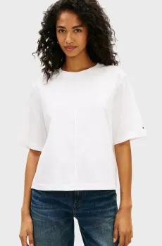 Женская белая футболка SINGLE JERSEY TRAPEZE Белый XS Tommy Hilfiger WW0WW50826